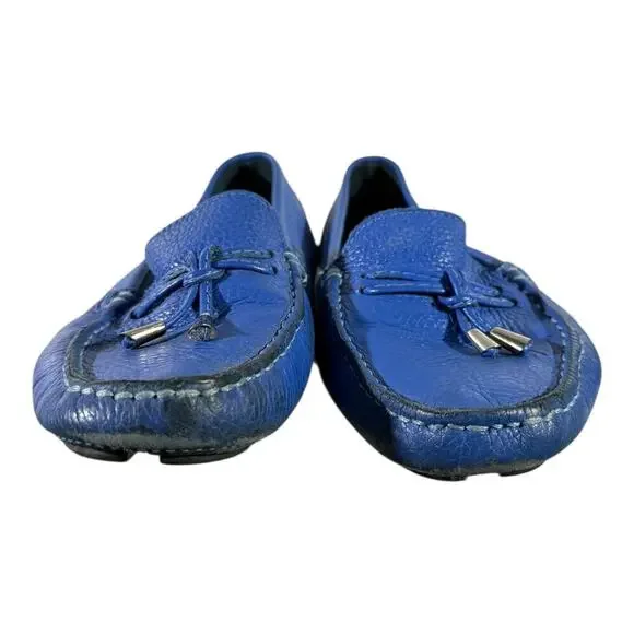 Saks Fifth Avenue Driving Moccasins Men’s Size 7.5 Blue EV-3102 Pebbled Leather - Picture 2 of 8